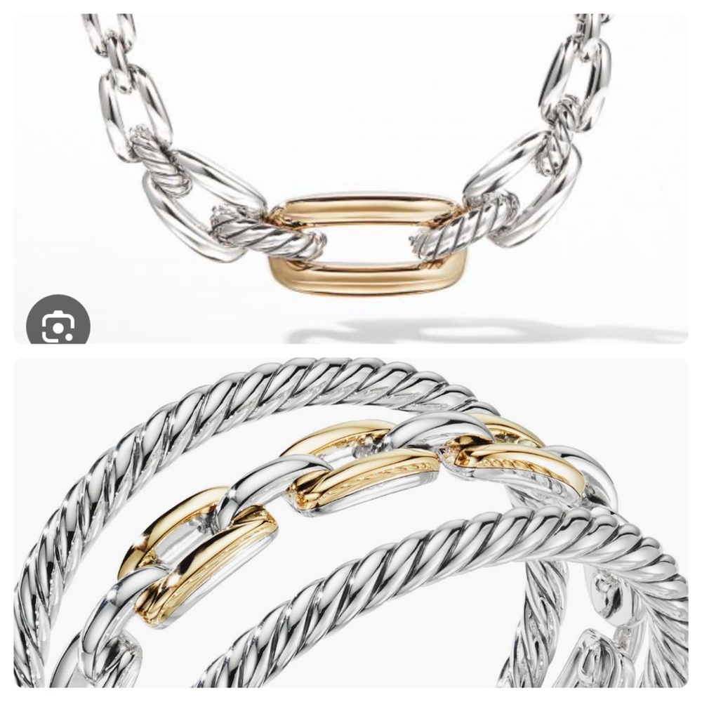 David yurman link “Wellesley link” necklace & cuff bracelet with 18k gold